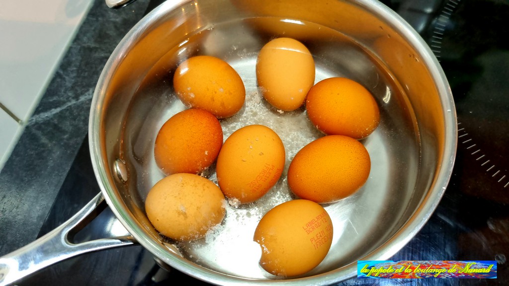 Mettre les œufs dans une casserole avec une grosse pincée de gros sel puis couvrir d\\\'eau