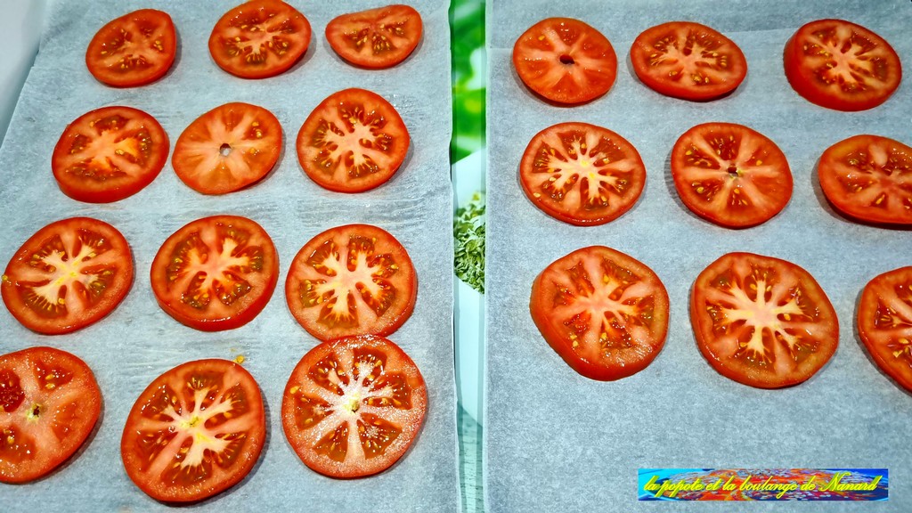 Poser les rondelles de tomates sur des plaques sulfurisées