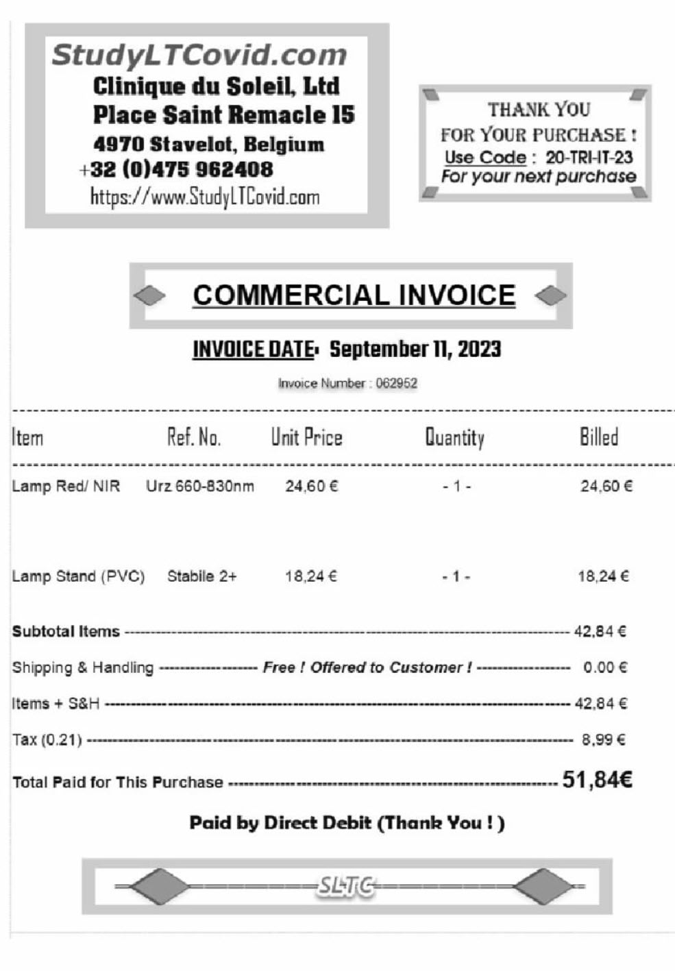 Commercial Invoice (grayscale)