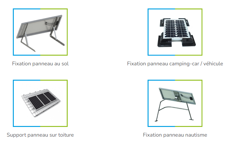 Divers types de fixations et de supports pour panneaux solaires