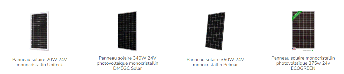 Des modèles de panneaux solaires 24v