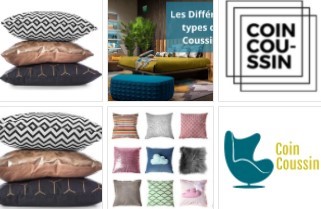 Les produits et le logo de Coin Coussin