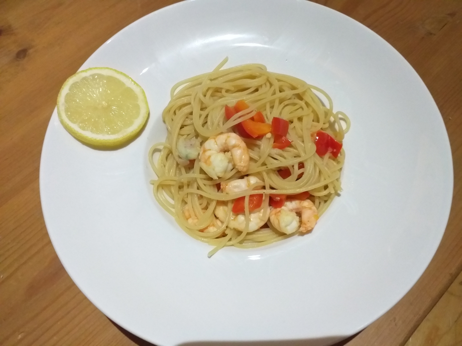 Crevettes Scampi sauce au citron  