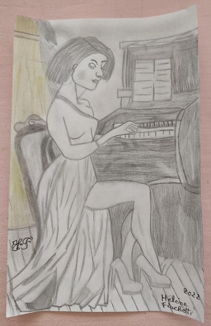 Dessin (juillet 2022) La femme au piano.