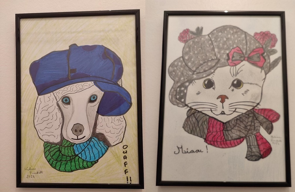 Chien et Chat 2024 (Crayon papier/feutre couleur)