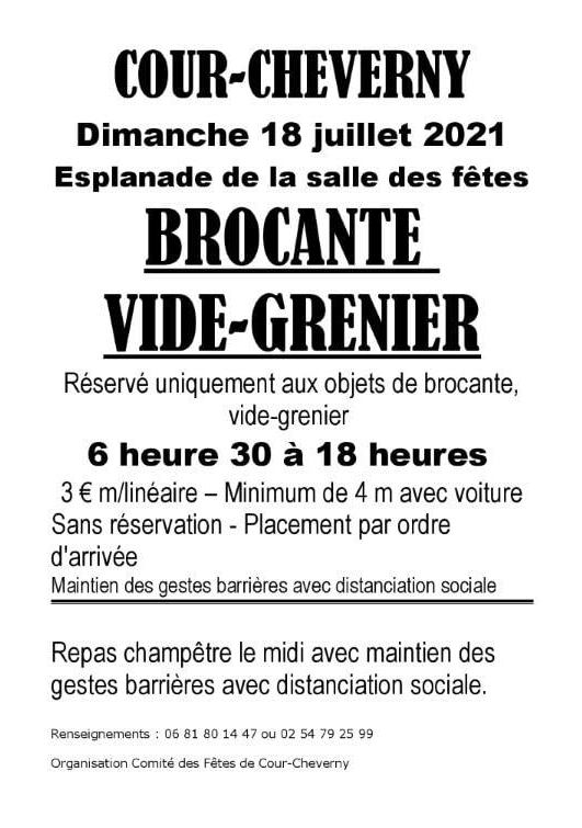 Brocante du comité des Fêtes de Cour-Cheverny