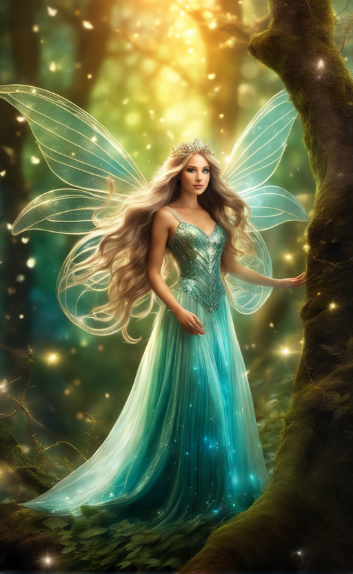 a-fairy-princess-in-a-magical-forest-with-glittering-wings-long-flowing-hair-and-a-sparkling-dress-57300584