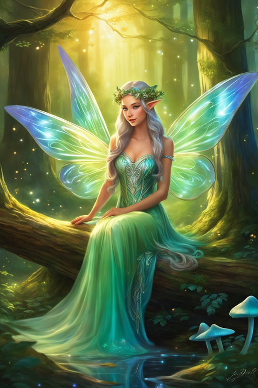 in-a-mystical-forest-bathed-in-ethereal-moonlight-an-elegant-elf-with-iridescent-wings-stands-amids-562956517