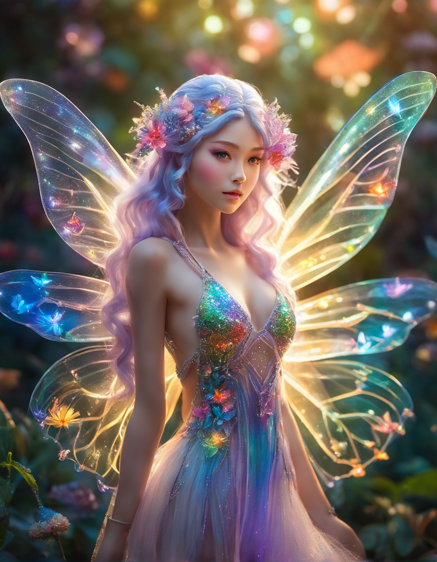 tiny-fairy-with-large-see-through-butterfly-wings-and-glowing-snowy-hair-wearing-sparkly-dress-made--145303041