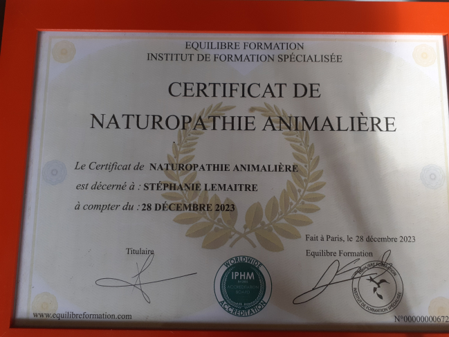 mon certification de naturopathie animalier