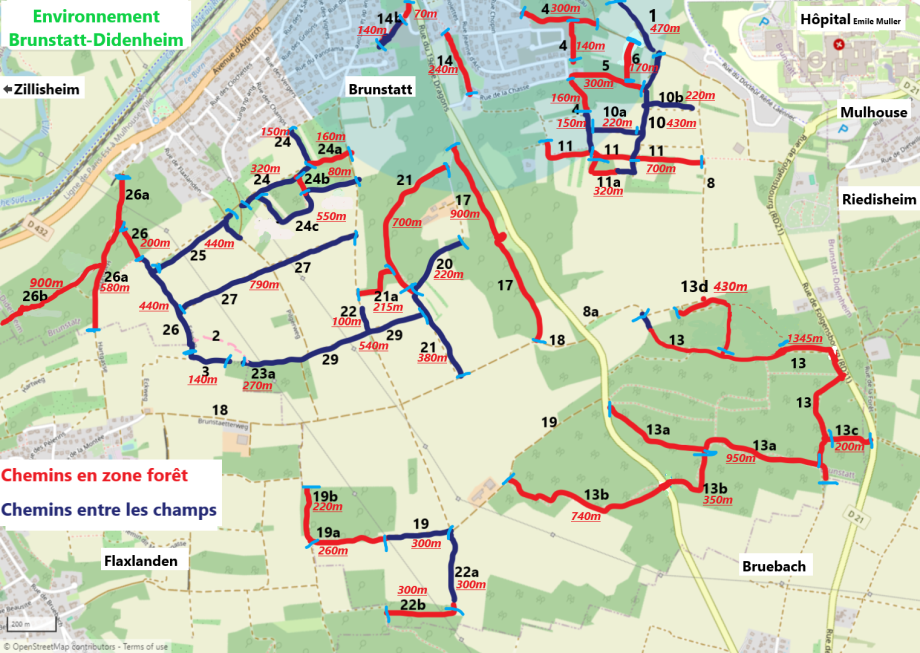 Carte des chemins entretenus par APEBD au 5 septembre 2024