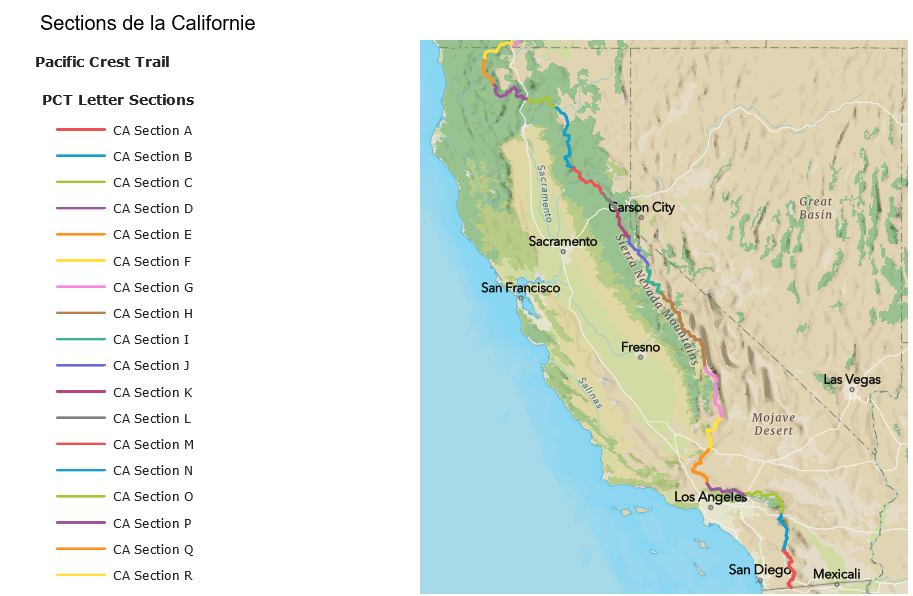 La Californie et ses sections