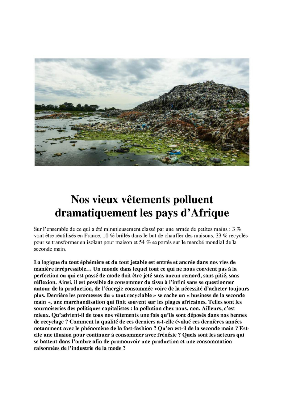 Nos vieux vêtements polluent dramatiquement les pays d