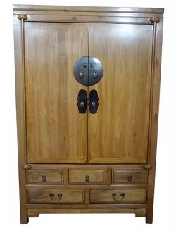 Armoire de mariage chinoise en bois naturel