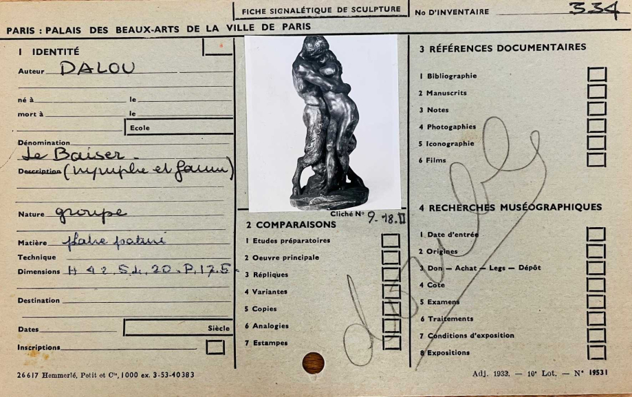 Fiche signalétique oeuvre Dalou