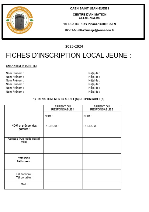 Fiche inscription local