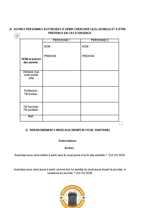 Fiche inscription local